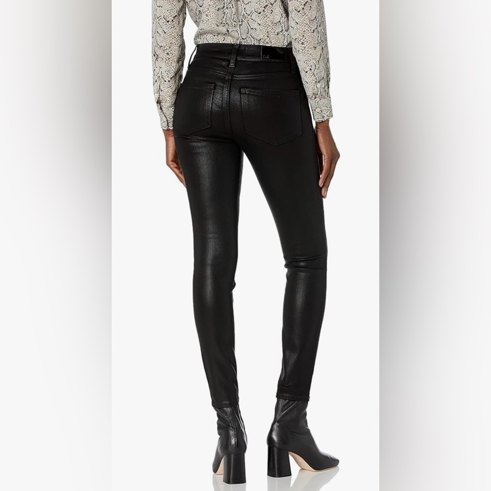 Paige High Rise Muse Coated Cigarette Jeans in Deep Black - Picture 2 of 12